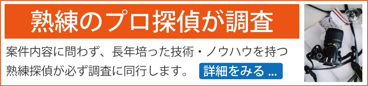 熟練のプロ探偵が調査。案件内容に関わらず、必ず熟練探偵を配置します。例え若年層向けスポットでも違和感なく、警戒されることなく調査を遂行する技術・ノウハウがありますのでご安心下さい。