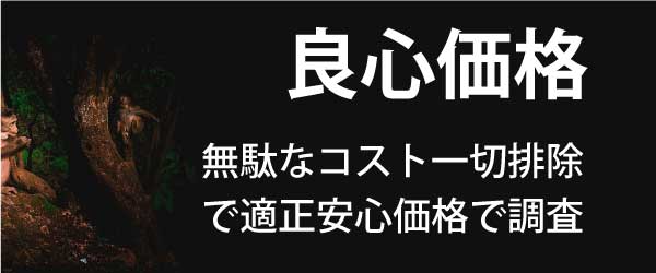 当探偵事務所は、無駄なコスト一切排除で適正安心価格で調査が可能です。