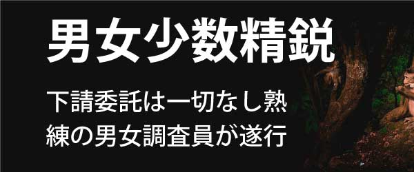 当探偵事務所は、男性と女性の当社熟練調査員が直接調査します。もちろん下請けへの委託は一切行いません。