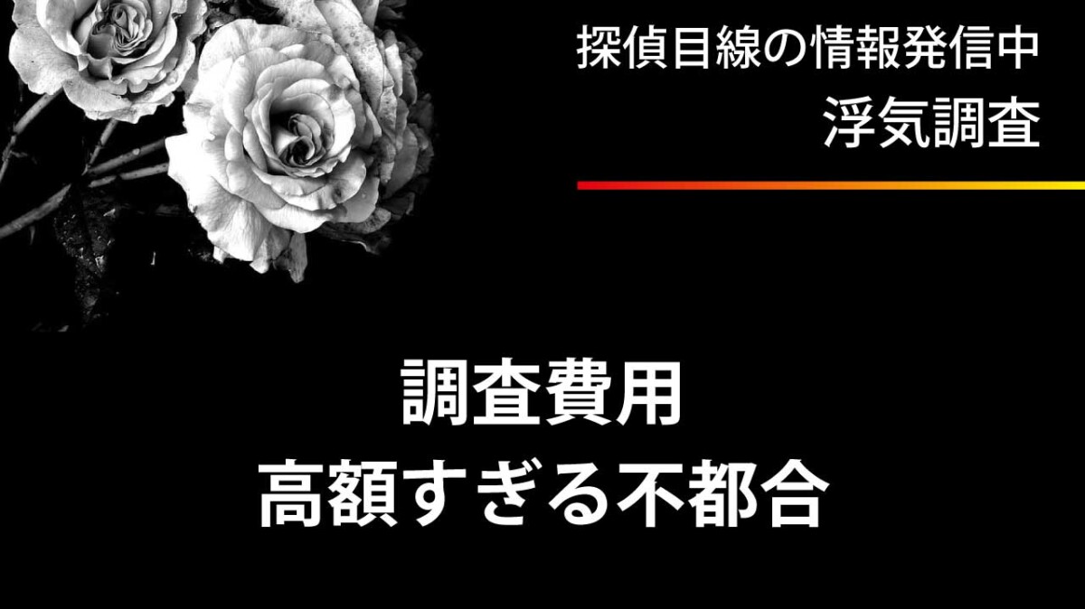 探偵の浮気調査料金が 高額だと不都合な理由