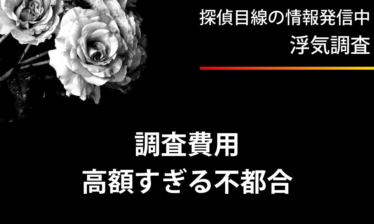 探偵の浮気調査料金が 高額だと不都合な理由